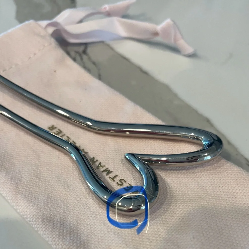 Westman Atelier Silver Heart-Shaped Metal Hair Pin with Pink Pouch